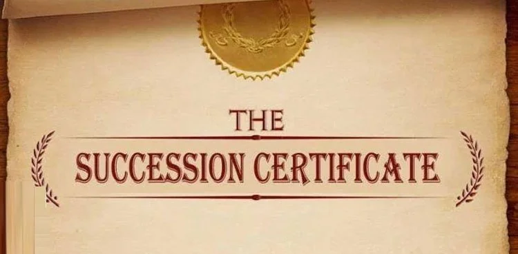 Decorative scroll titled The Succession Certificate with a gold seal